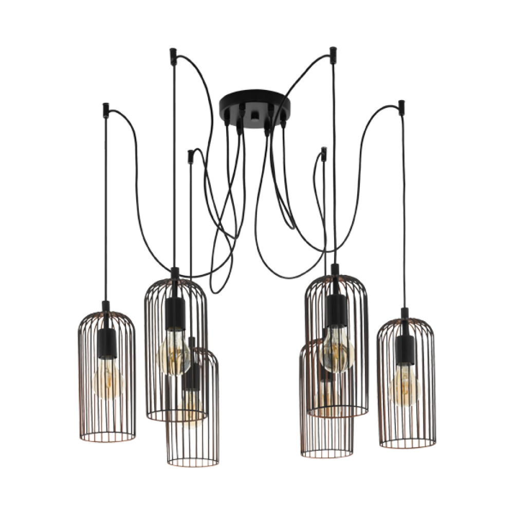 Vintage Κρεμαστό Φωτιστικό Πολύφωτο Μεταλλικό 6x 60W E27 ROCCAMENA Eglo