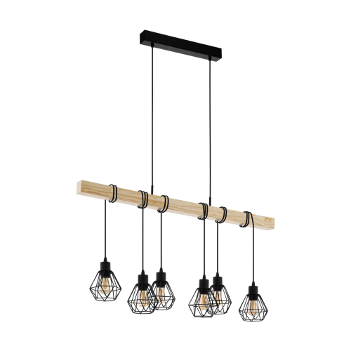 Κρεμαστό Industrial Φωτιστικό Εξάφωτο 6x 60W E27 TOWNSHEND 5 Eglo