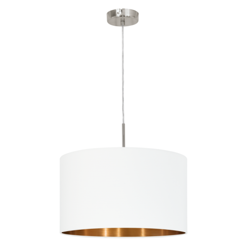 Κρεμαστό Φωτιστικό Μονόφωτο Σε Λευκό-Μαύρο Και Χάλκινο Χρώμα Ø38cm 1x E27 60W PASTERI Eglo