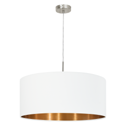 Κρεμαστό Φωτιστικό Μονόφωτο Σε Λευκό-Μαύρο Και Χάλκινο Χρώμα Ø53cm 1x E27 60W PASTERI Eglo