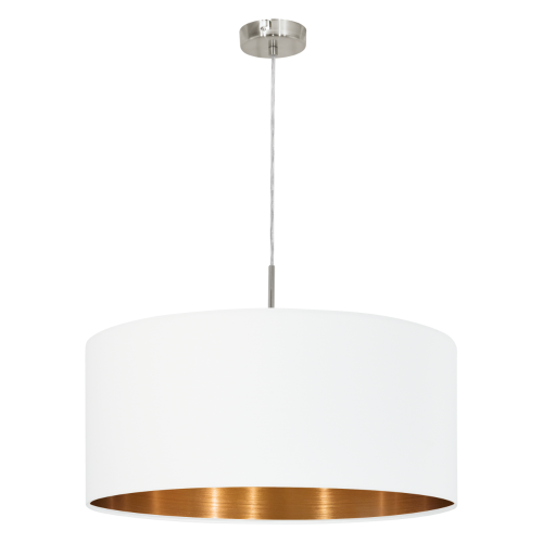 Κρεμαστό Φωτιστικό Μονόφωτο Σε Λευκό-Μαύρο Και Χάλκινο Χρώμα Ø53cm 1x E27 60W PASTERI Eglo