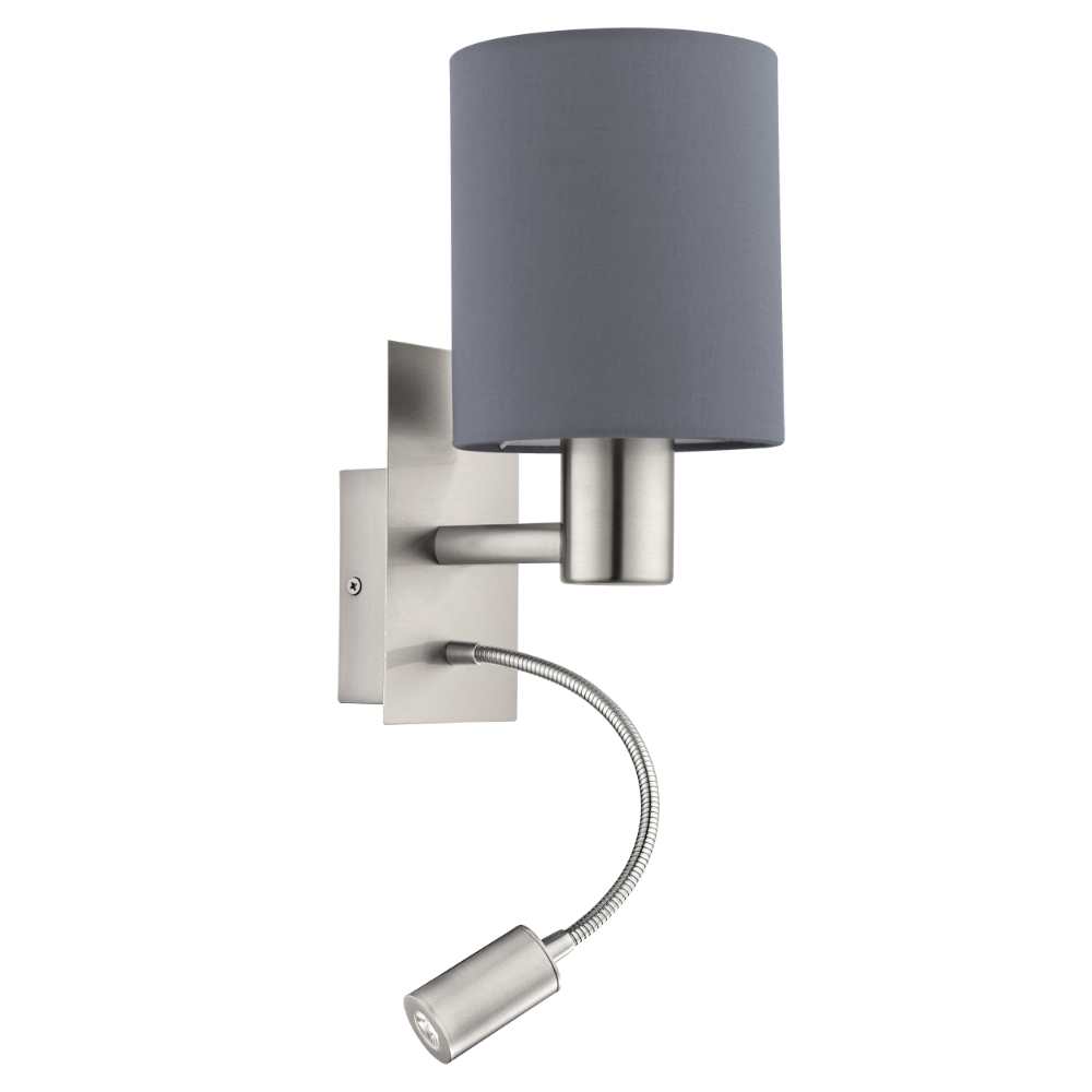 Φωτιστικό Τοίχου Σε Γκρι Χρώμα Με Βοηθητικό LED 3,5W 1x 40W E27 PASTERI Eglo