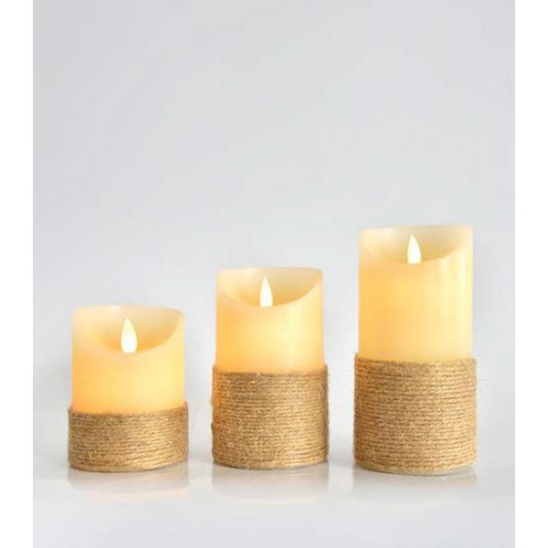 LED Διακοσμητικά Κεριά Μπαταρίας Με Κίνηση Στη Φλόγα Και Χρονοδιακόπτη - Ιβουάρ Με Χρυσό Σε Μικρό (7,5cm x 10cm) Μεγέθος Magic Christmas