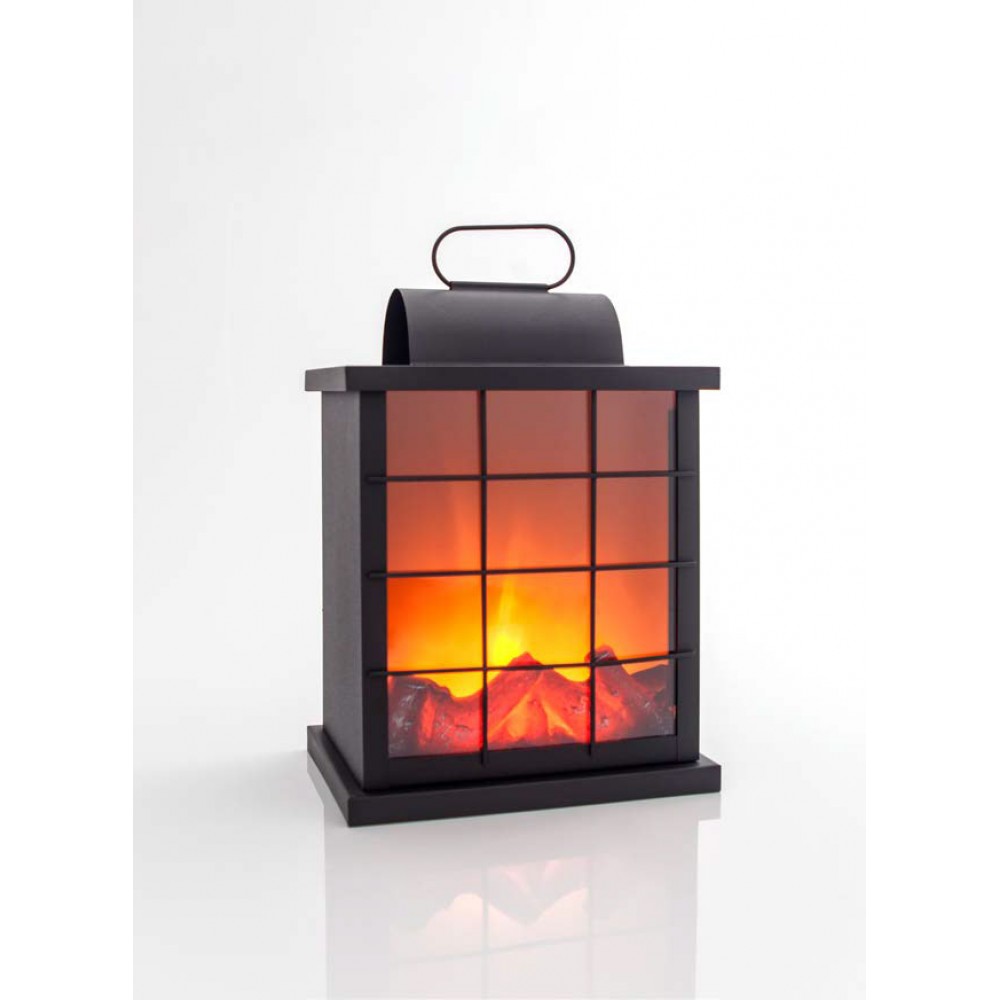 LED Φωτιζόμενο Φανάρι Με Εφέ Φλόγας 22X16X30,2cm IP20 Magic Christmas