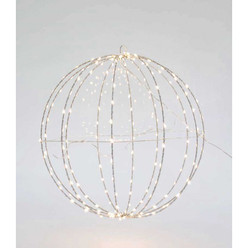 Μεταλλική Φωτιζόμενη Μπάλα Σε Ασημένιο Πλαίσιο Και Διάφορα Χρώματα Φωτισμού 240 LED Ø40 IP44 Magic Christmas