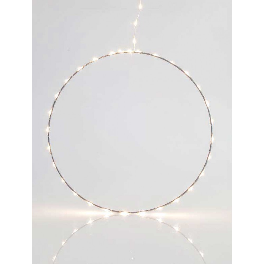 LED Μεταλλικό Φωτιζόμενο Στεφάνι Ασημένιο Σε Τρία Μεγέθη - Θερμό Λευκό IP44 Magic Christmas