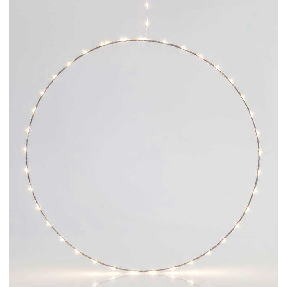 LED Μεταλλικό Φωτιζόμενο Στεφάνι Ασημένιο Σε Τρία Μεγέθη - Θερμό Λευκό IP44 Magic Christmas