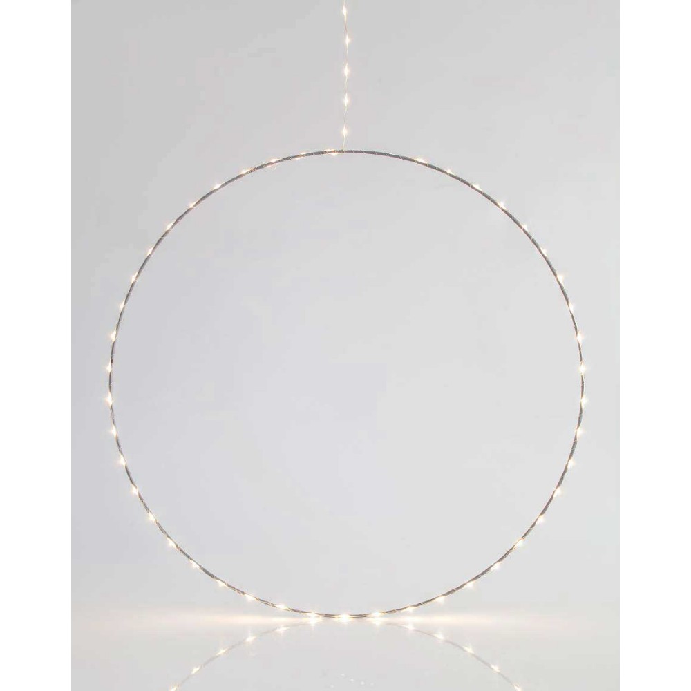 LED Μεταλλικό Φωτιζόμενο Στεφάνι Ασημένιο Σε Τρία Μεγέθη - Θερμό Λευκό IP44 Magic Christmas