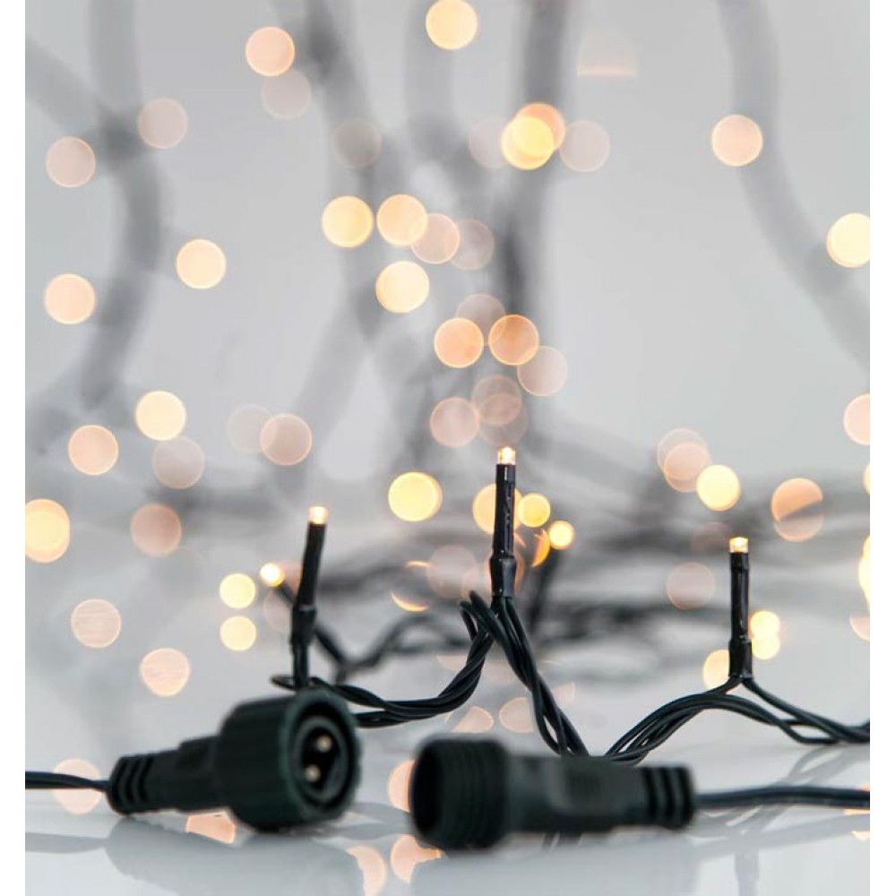 280 LED Σε Σειρά Με Επέκταση Και Πρόγραμμα Με Πράσινο Καλώδιο Σε Θερμό Λευκό DIMMABLE - 20,92m 2800Κ IP44 Magic Christmas