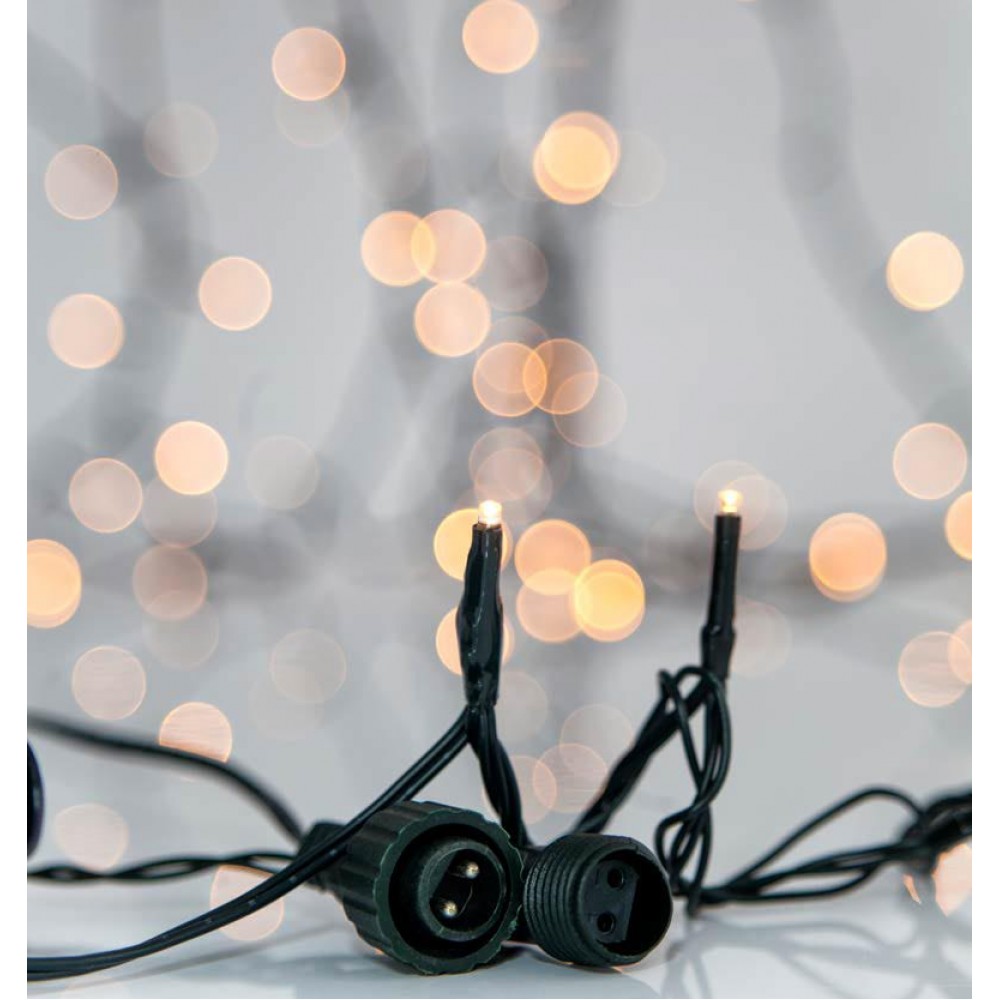 180 LED Σε Σειρά Με Επέκταση Με Πράσινο Καλώδιο Σε Θερμό Λευκό DIMMABLE - 13,42m 2800Κ IP44 Magic Christmas