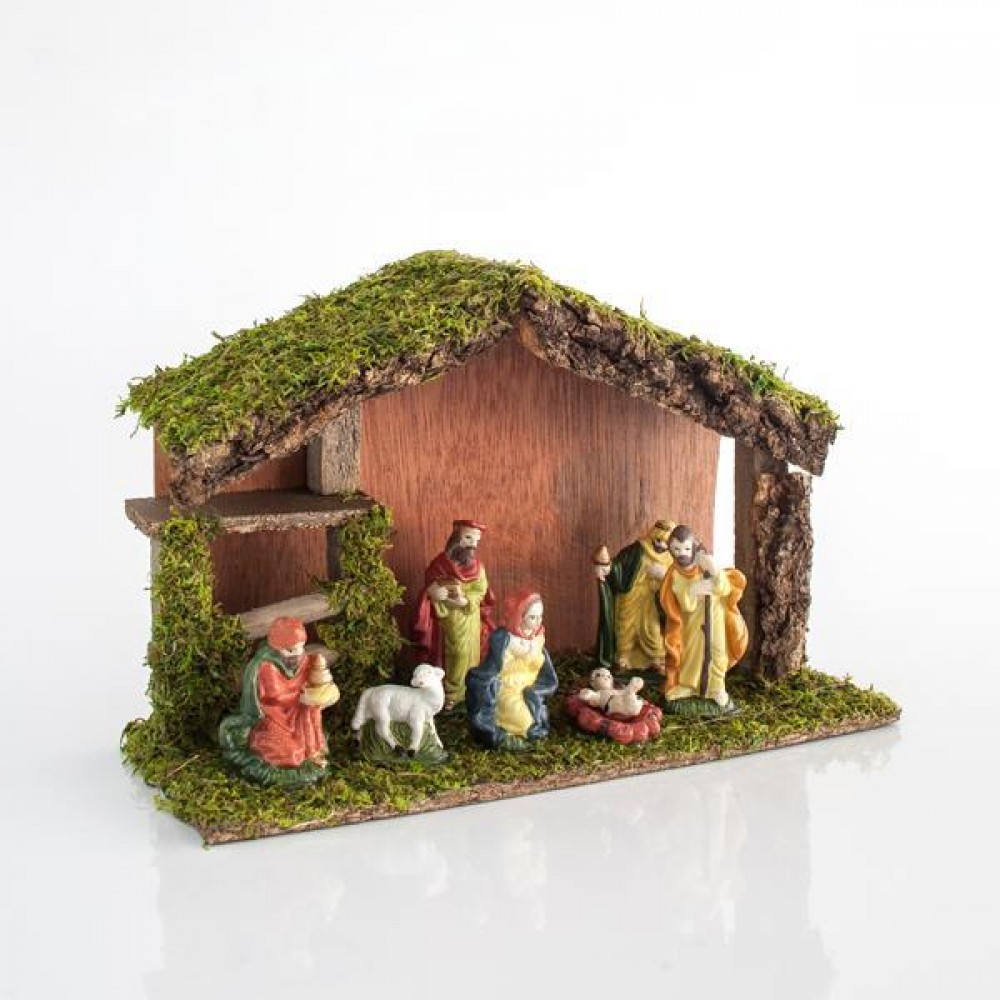 Φάτνη Ξύλινη Με 7 Πορσελάνινες Φιγούρες, 28x10x18cm - Magic Christmas