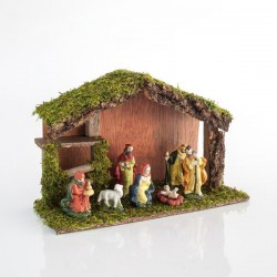 Φάτνη Ξύλινη Με 7 Πορσελάνινες Φιγούρες, 28x10x18cm - Magic Christmas