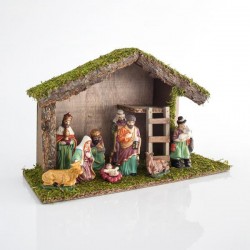 Φάτνη Ξύλινη Με 9 Πορσελάνινες Φιγούρες, 40x15x25cm - Magic Christmas