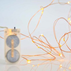 Fairy Lights 12 Led Σε Σειρά Με Μπαταρία - Μπρονζέ Χαλκός IP20 Magic Christmas
