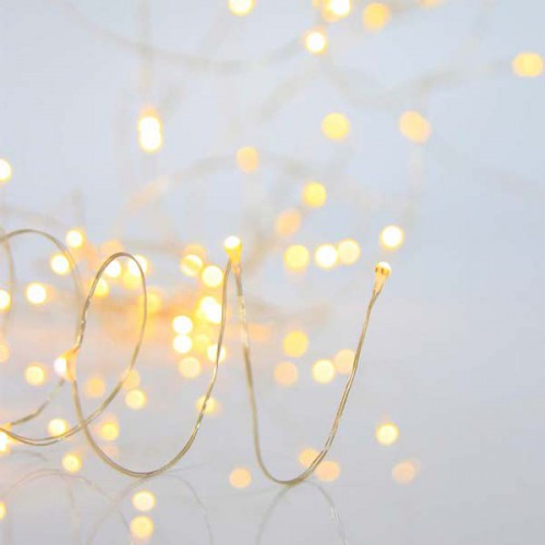 Fairy Lights 50 Mini Led Σε Σειρά Με Μπαταρία - Ασημί Χαλκός - IP20 3x AA 500cm Magic Christmas