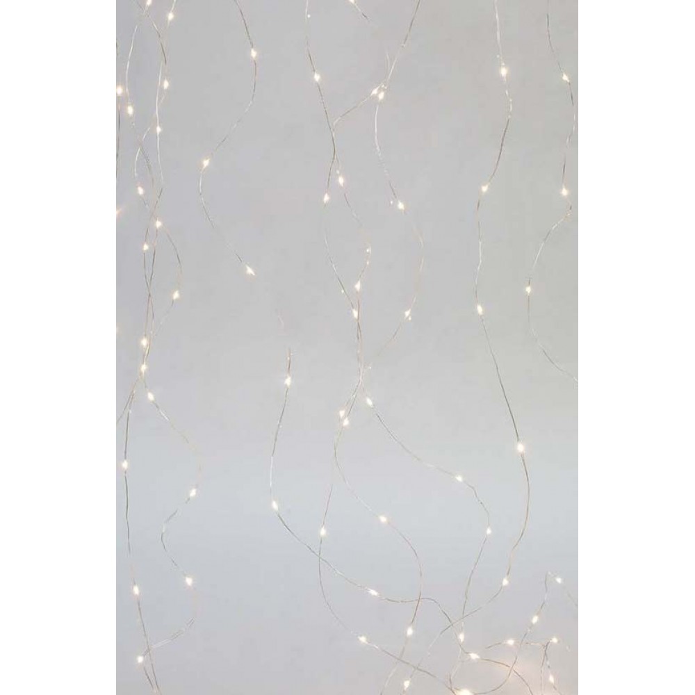400 Μίνι Led σε Σειρά Κουρτίνα Σε Ασημί Χάλκινο Καλώδιο - IP44 3000Κ 250cm Magic Christmas