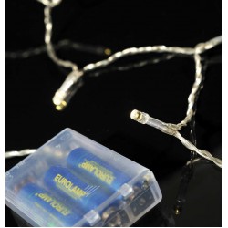 20 Χριστουγεννιάτικα Led Λαμπάκια Μπαταρίας 240cm Θερμό Φως Με 8 Προγράμματα Και Διάφανο Καλώδιο