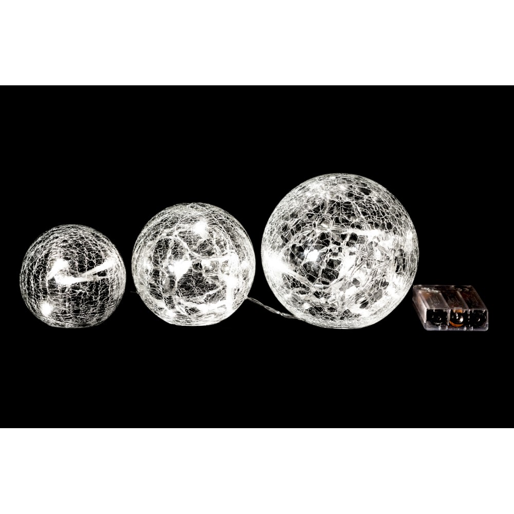 Διακοσμητικά Φωτάκια 24 LED Μπαταρίας Σε Τρία Σφαιρικά Βάζα Σε Κρακελέ Γυαλί 3xAA Maximus