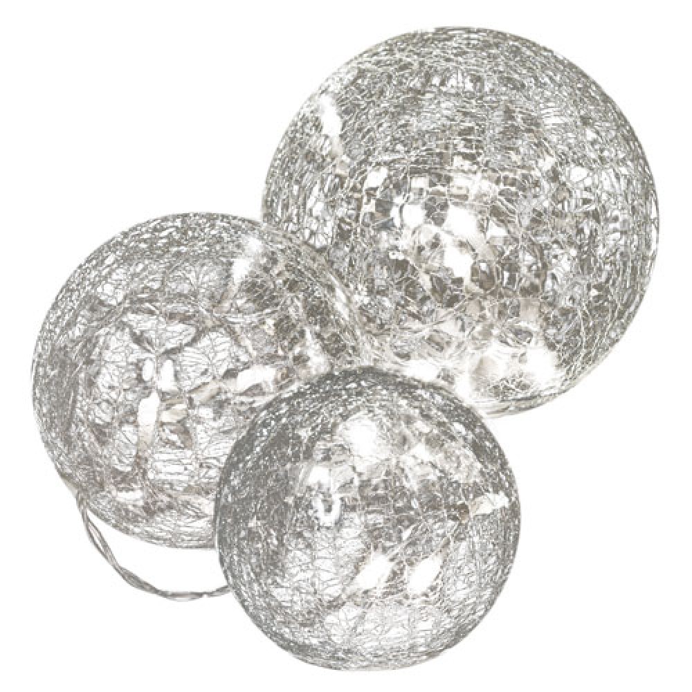 Διακοσμητικά Φωτάκια 24 LED Μπαταρίας Σε Τρία Σφαιρικά Βάζα Σε Κρακελέ Γυαλί 3xAA Maximus