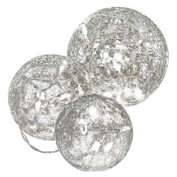 Διακοσμητικά Φωτάκια 24 LED Μπαταρίας Σε Τρία Σφαιρικά Βάζα Σε Κρακελέ Γυαλί 3xAA Maximus