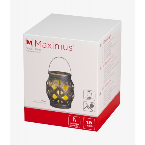 LED Καλάθι Με Εφέ Φλόγας Μπαταρίας 3 x AAA 16cm Maximus