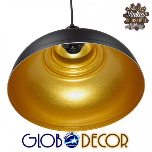 Μοντέρνο Κρεμαστό Φωτιστικό Οροφής Μονόφωτο Μαύρο Μεταλλικό Καμπάνα Φ30 GloboStar ANDY 