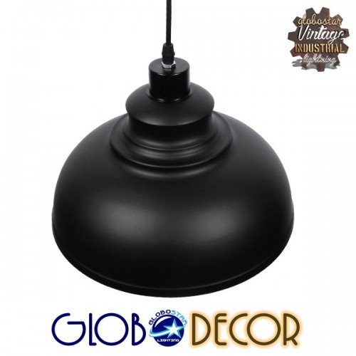 Μοντέρνο Κρεμαστό Φωτιστικό Οροφής Μονόφωτο Μαύρο Μεταλλικό Καμπάνα Φ30 GloboStar ANDY 