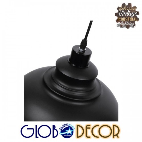 Μοντέρνο Κρεμαστό Φωτιστικό Οροφής Μονόφωτο Μαύρο Μεταλλικό Καμπάνα Φ30 GloboStar ANDY 