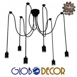 Vintage Φωτιστικό Οροφής Πολύφωτο Μαύρο Πλέγμα GloboStar CABLE
