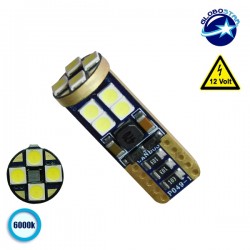 Λαμπτήρας LED T10 12v Can Bus με 12 SMD 3030 Ψυχρό Λευκό 6000K GloboStar