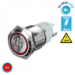 Διακοπτάκι LED PUSH ON 230 Volt Κόκκινο - Πράσινο GloboStar