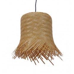 Vintage Κρεμαστό Φωτιστικό Οροφής Μονόφωτο Μπέζ Ξύλινο Rattan Φ28 GloboStar LΕΕGAR