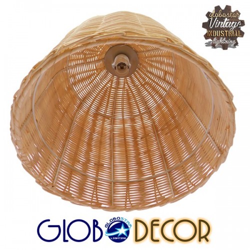 Vintage Κρεμαστό Φωτιστικό Οροφής Μονόφωτο Μπεζ Ξύλινο Rattan Φ30 GloboStar NATH