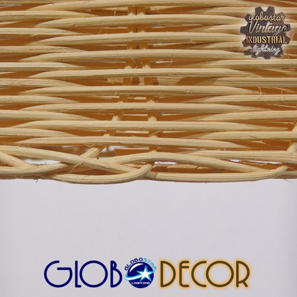 Vintage Κρεμαστό Φωτιστικό Οροφής Μονόφωτο Μπεζ Ξύλινο Rattan Φ45 GloboStar NATH
