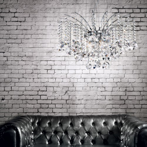 Κρεμαστό Κλασσικό Φωτιστικό Με Κρύσταλλα 8x G9 40W ø65cm AUDI-77 SP8 IDEAL LUX