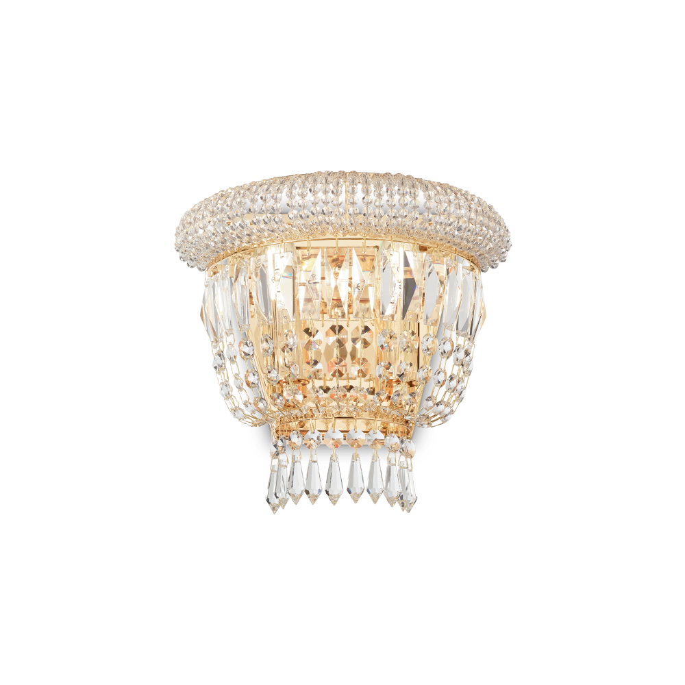 Φωτιστικό Τοίχου Κρυστάλλινο Σε Ορείχαλκο 2 x E14 40W DUBAI AP2 IDEAL LUX