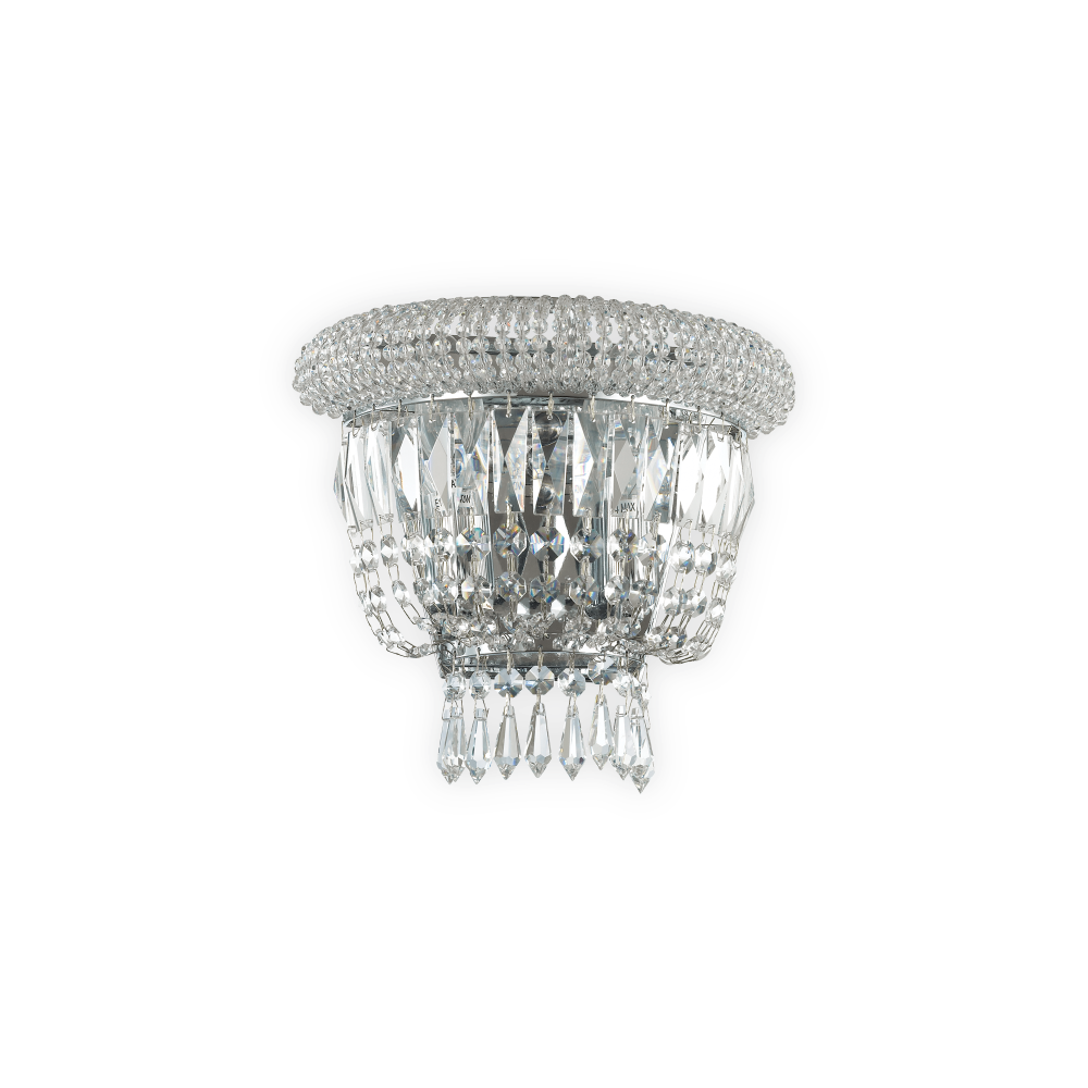 Φωτιστικό Τοίχου Κρυστάλλινο Σε Χρωμέ 2 x E14 40W DUBAI AP2 IDEAL LUX