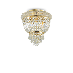 Πλαφονιέρα Κρυστάλλινη Σε Ορείχαλκο Ø32cm 3 x E14 40W DUBAI PL3 IDEAL LUX