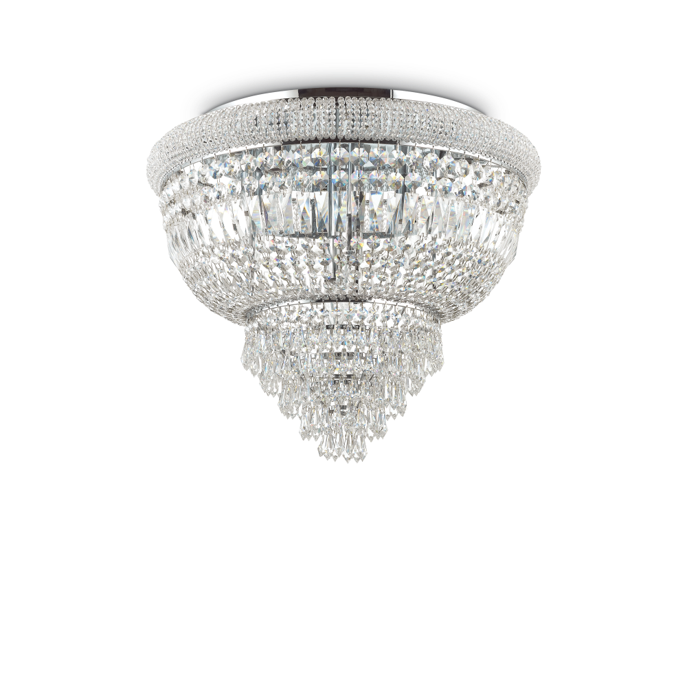 Πλαφονιέρα Κρυστάλλινη Σε Χρωμέ Ø52cm 6 x E14 40W DUBAI PL6 IDEAL LUX