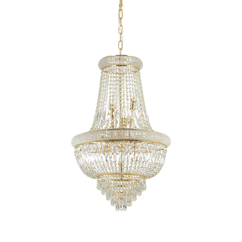 Κλασσικό Φωτιστικό Κρυστάλλινο Σε Χρωμέ ή Ορείχαλκο Ø52cm 10 x E14 40W DUBAI SP10 IDEAL LUX