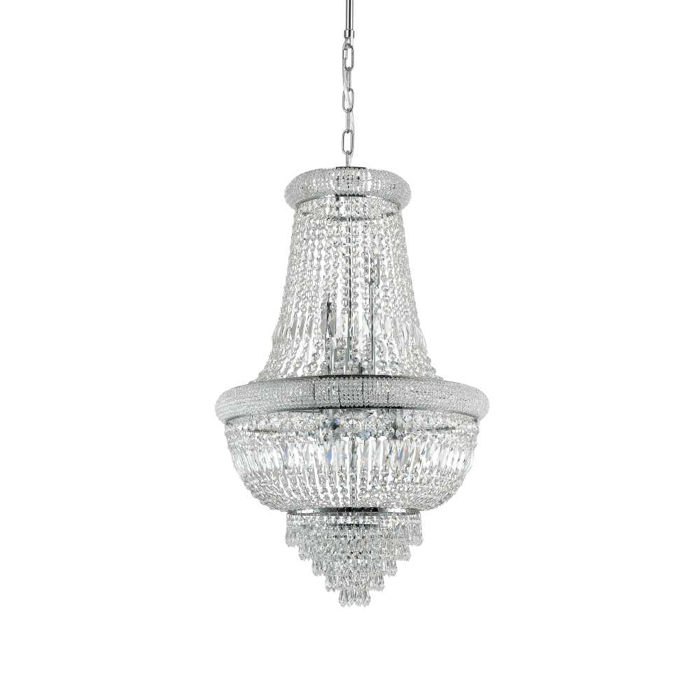 Κλασσικό Φωτιστικό Κρυστάλλινο Σε Χρωμέ ή Ορείχαλκο Ø52cm 10 x E14 40W DUBAI SP10 IDEAL LUX