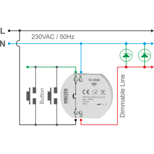  SMART DIMMER ΚΥΤΙΟΥ 230 VAC / 300W (Wi-Fi) SD-400B MASTER