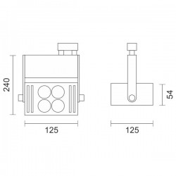 Μαύρο Φωτιστικό Ράγας Με LED 40W Τεσσάρων Καλωδίων Τριφασικής Ράγας Spotlight