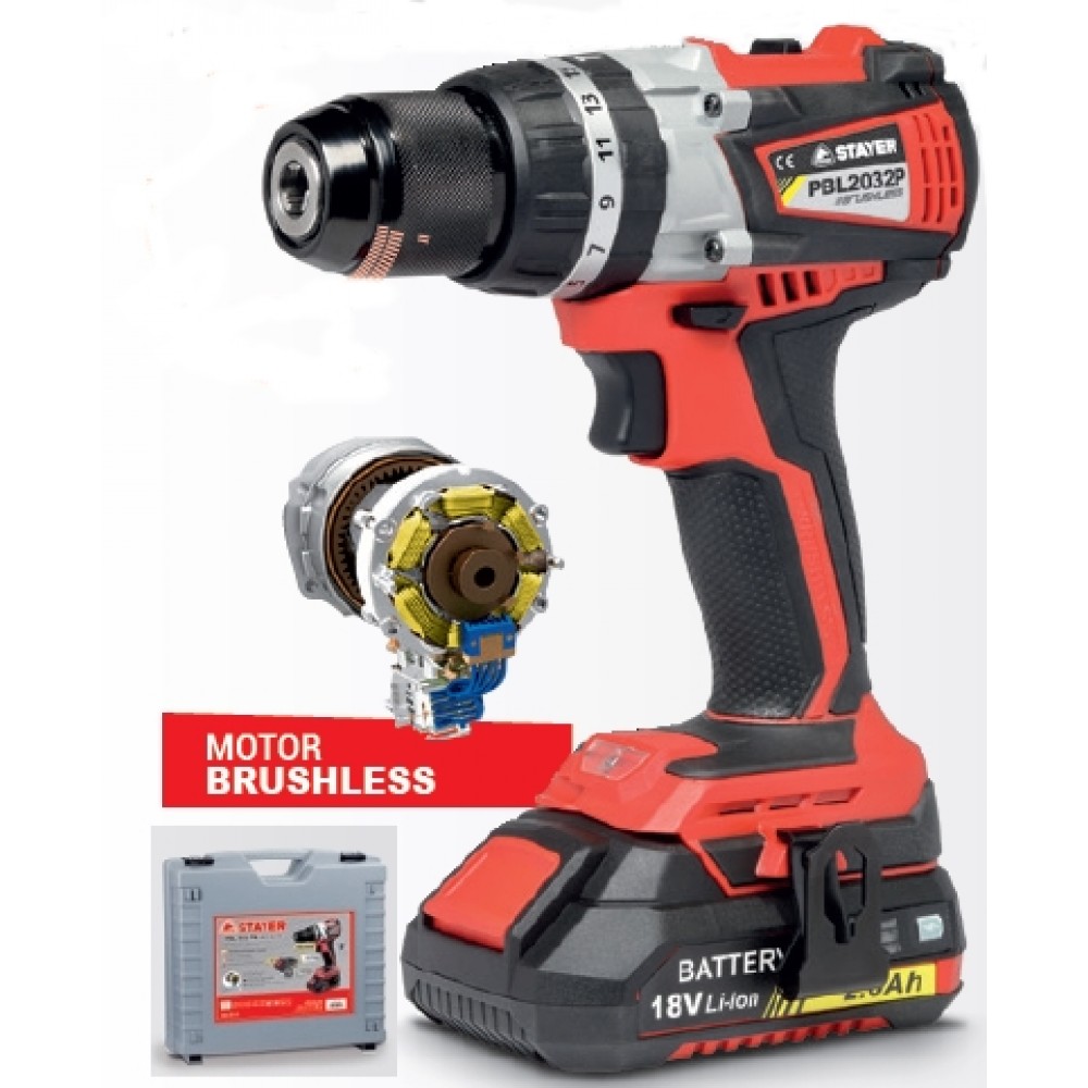 Κρουστικό Δραπανοκατσάβιδο Brushless 18V L20 Seires Με 2 Μπαταρίες 4.0Ah PBL 2034 P BL STAYER