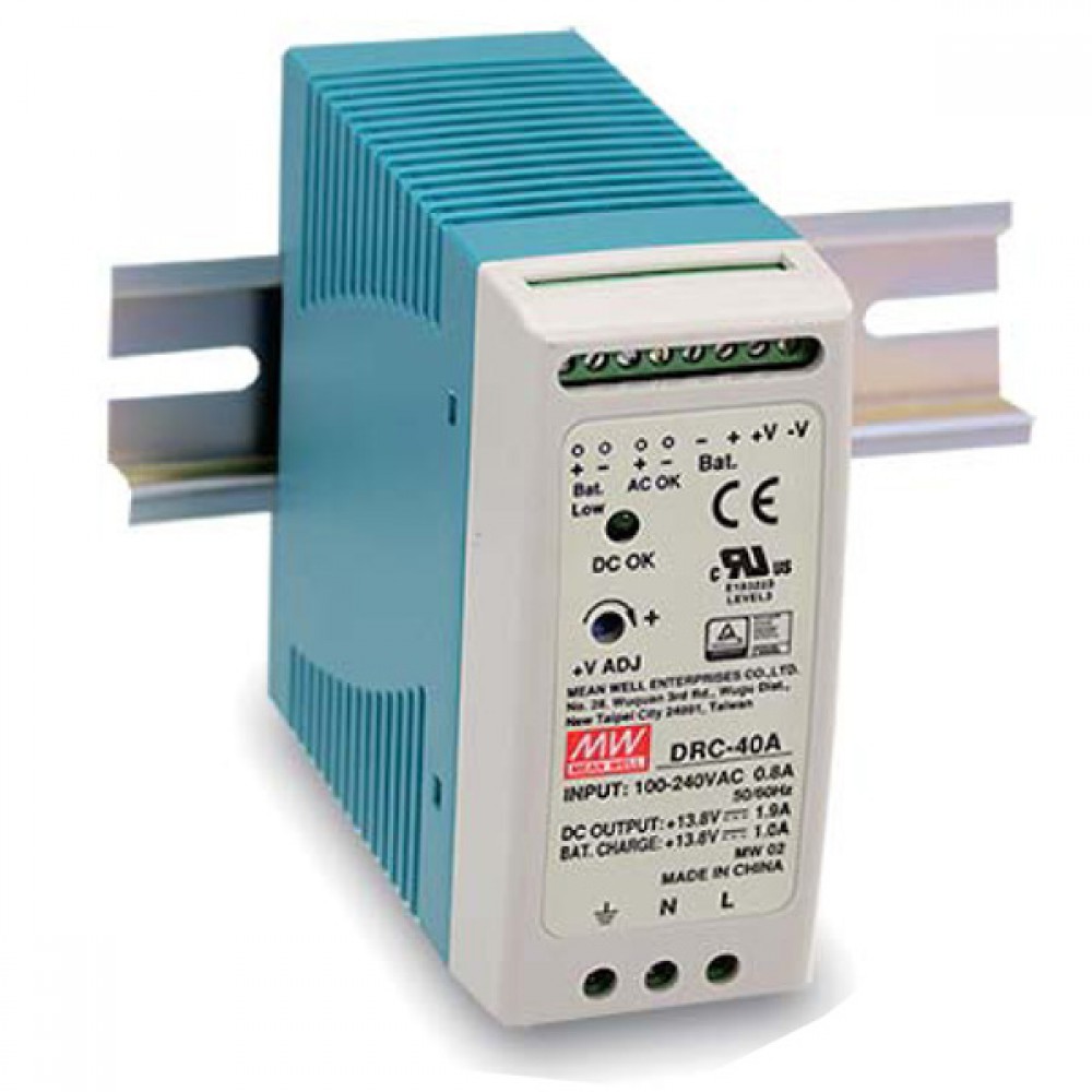 Τροφοδοτικό Ράγας 40W/27.6V/1.45A Με Φορτιστή (UPS) DRC-40B MEAN WELL 