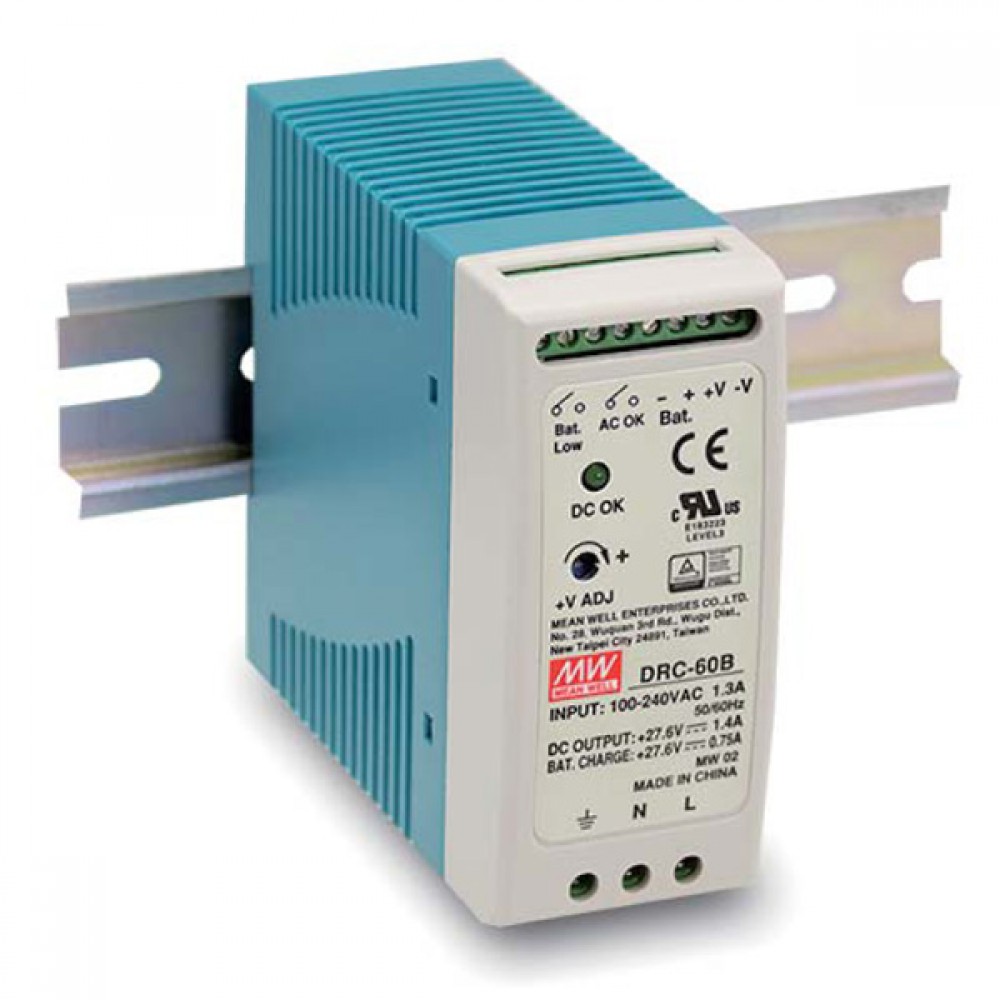 Τροφοδοτικό Ράγας 60W/27.6V/2.15A Με Φορτιστή (UPS) DRC-60B MEAN WELL