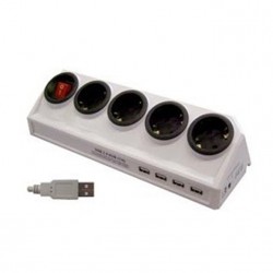 Πολύπριζο Με Διακόπτη & Ασφαλείας 4 Θέσεων + USB 3X1.5 2m Γωνιακό GZ04MKH Λευκό BNG TOP ELECTRONIC