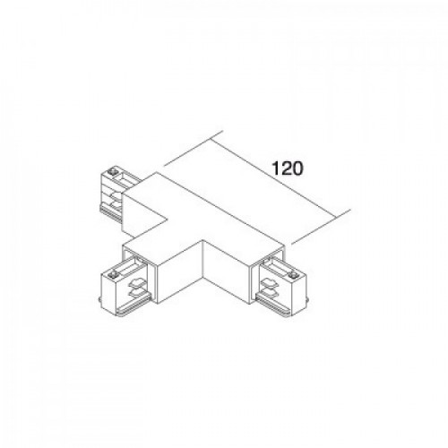 Αριστερός Σύνδεσμος T 120mm Τετράγωνο Για Ράγες Φωτισμού IVELA