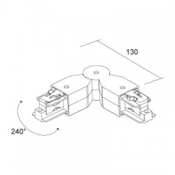 Σύνδεσμος Κινητός 130mm Για Ράγες Φωτισμού IVELA
