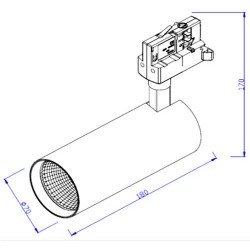 Σποτ Ράγας 20W LED COB Με Τριφασικό Αντάπτορα UNIVERSE